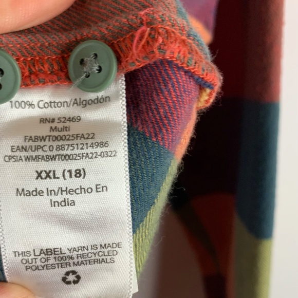 100% cotton, multi color plaid flannel button down shirt boho cabincore - Picture 3 of 11